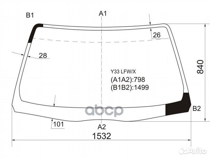 Стекло лобовое nissan cedric/gloria 95-99 Y33 L