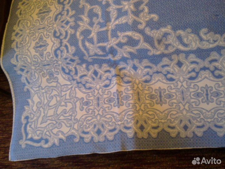 Жаккардовое голубое одеяло советское