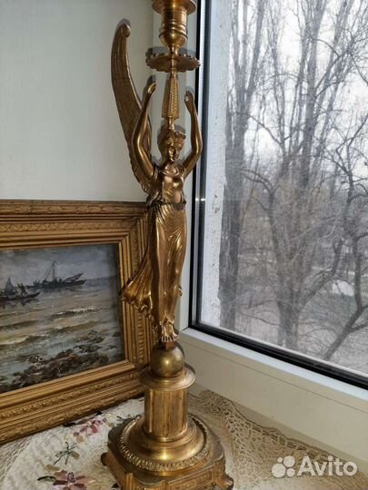 Подсвечник бронза, золочение 19век