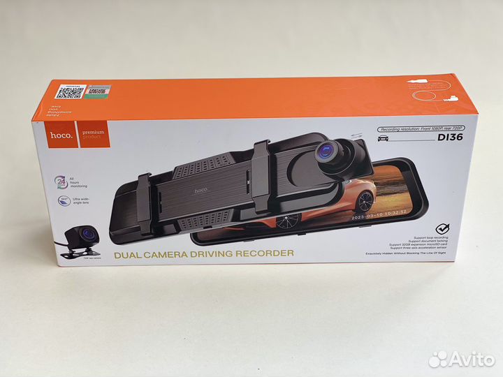Регистратор зеркало Hoco DI36 (две камеры)