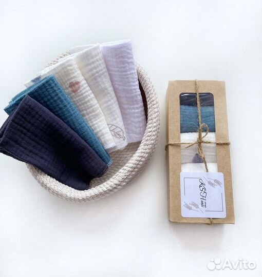 Платочки муслиновые 5 шт в упаковке