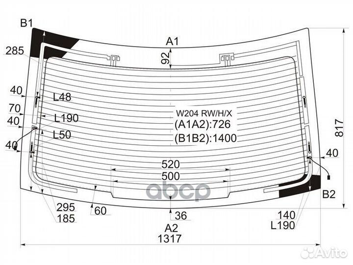 Стекло заднее с обогревом mercedes-benz C-class