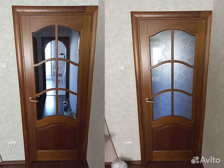 Замена разбитых стекол в межкомнатных дверях