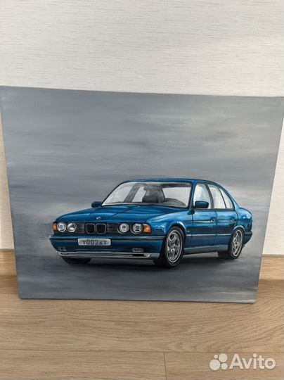 Картина машина на холсте bmw бмв e34