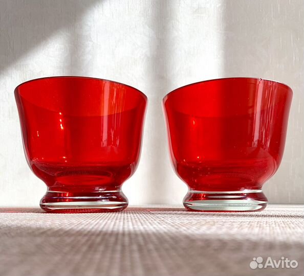 Рубиновое стекло СССР чашка вазочка