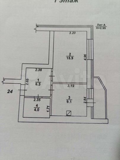 1-к. квартира, 38,8 м², 1/5 эт.