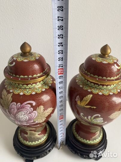 Вазы с крышкой клуазоне. Бронь