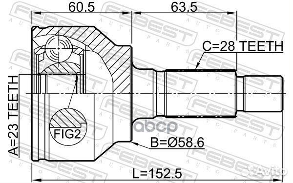 ШРУС наружный 23x58.6x28 0510-blat 0510-blat Fe