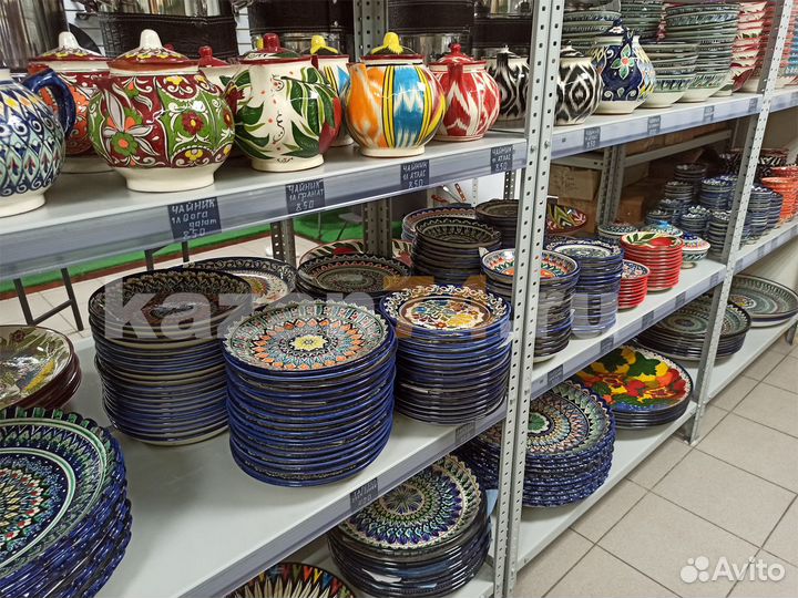 Тарелка 22см Узбекская Риштанская керамика синяя