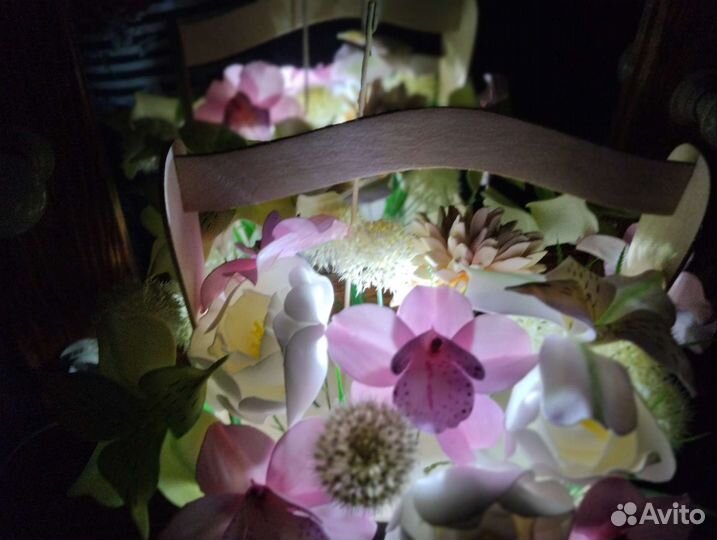 Светильник корзинка цветов ручной работы