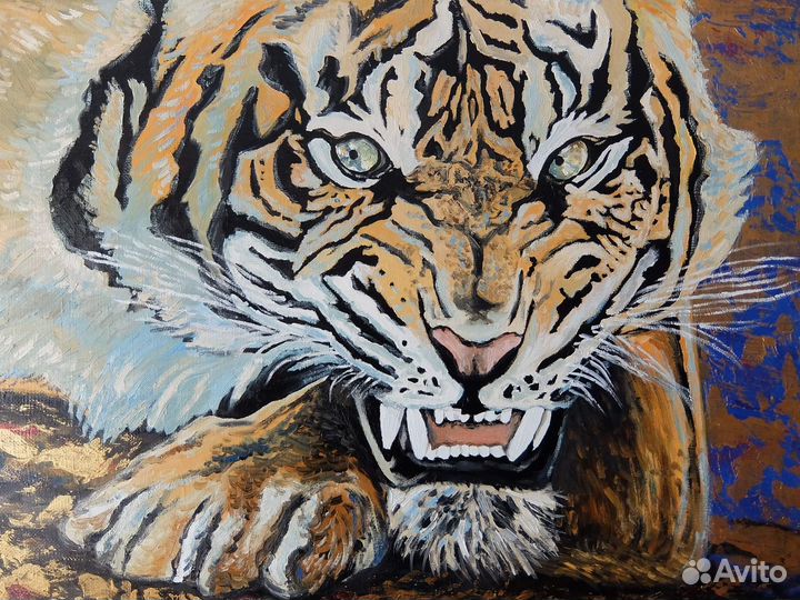 Тигр картина маслом