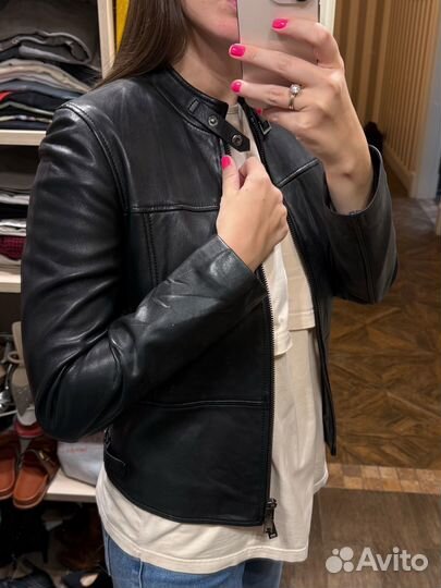 Кожаная куртка натуральная massimo dutti