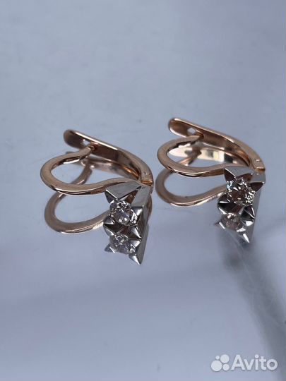 Золотые серьги с бриллиантами 0.5 ct