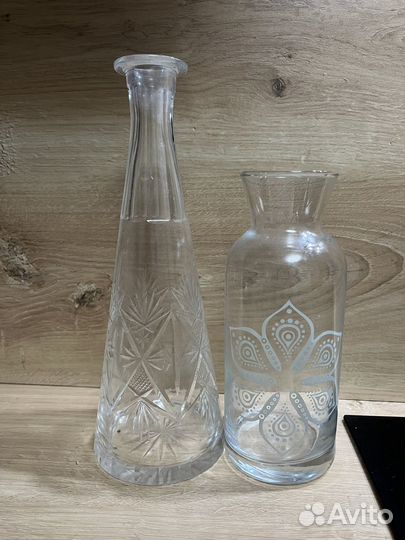 Хрустальная ваза и декантер