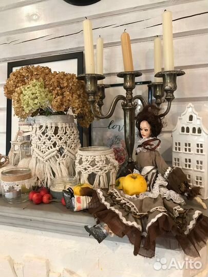 Подсвечник ваза макраме