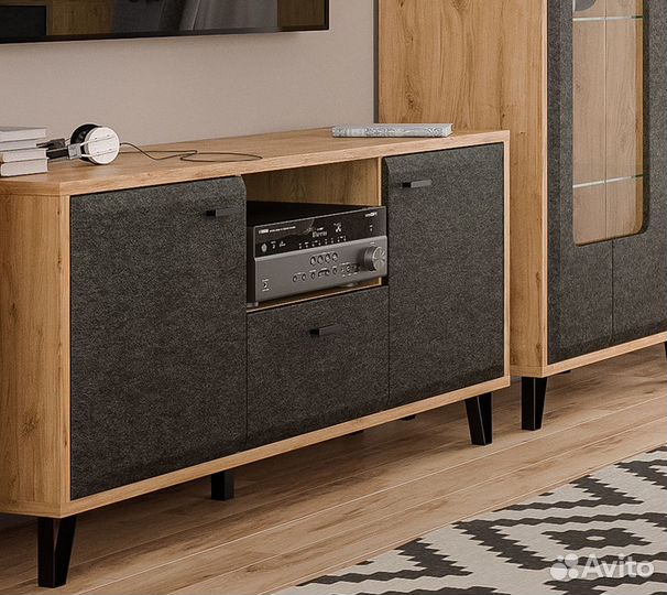 Тумба Грейс RTV2D1S, дуб наварра/графит