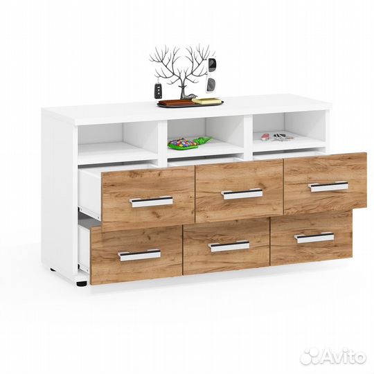 Набор из трёх тумб для офиса Мебельный Двор Белла цвет белый шагрень/крафт золотой