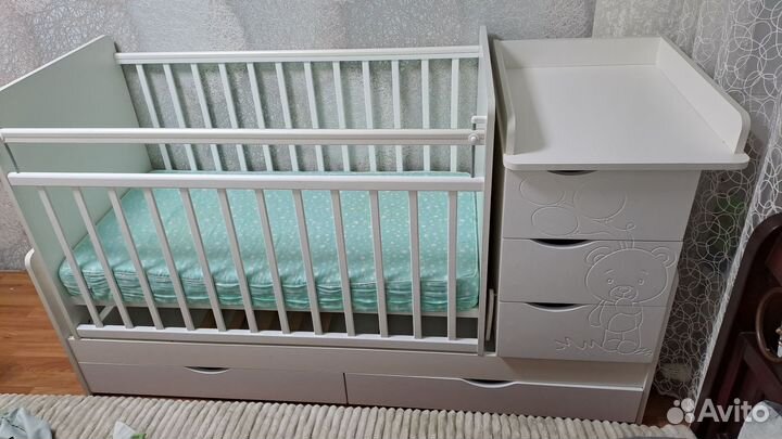 Детская кроватка трансформер с комодом