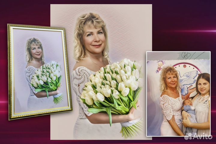 Портрет по фото. Печать на холсте