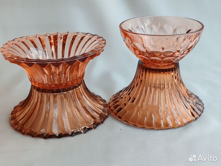 Посуда из цветного стекла карамельного оттенка