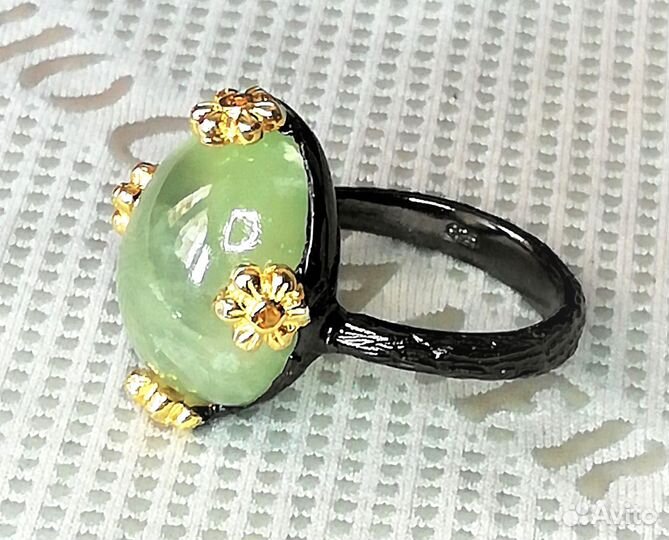 Кольца 17,5, 18 пренит, сердолик серебро К015