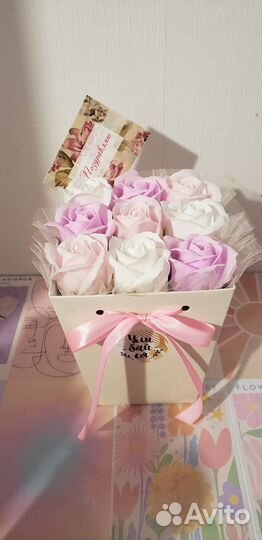 Подарок. Букет из мыльных роз