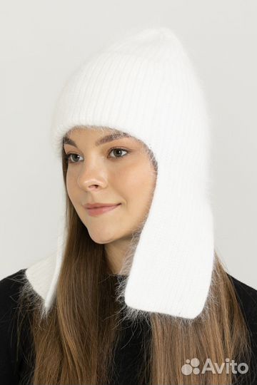 Шапка ушанка женская вязаная
