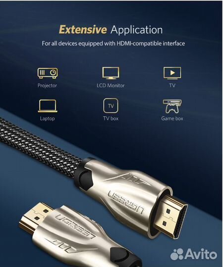 Кабель Ugreen HD102 hdmi 2.0 4k 60Hz 2М