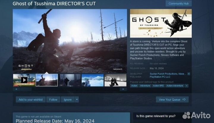 Ghost of Tsushima Directors Cut ключ для Steam