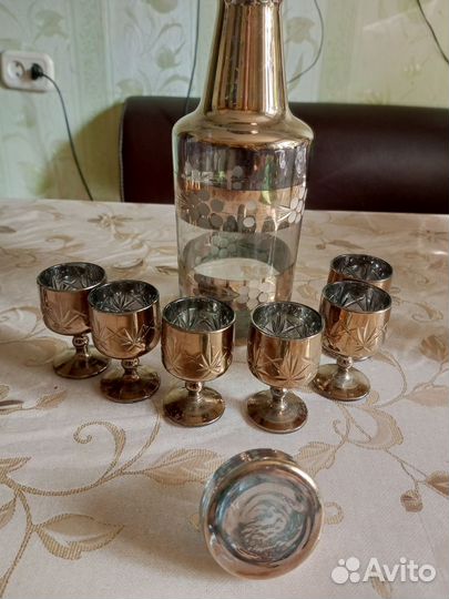 Винтаж Графин с рюмками Богемия