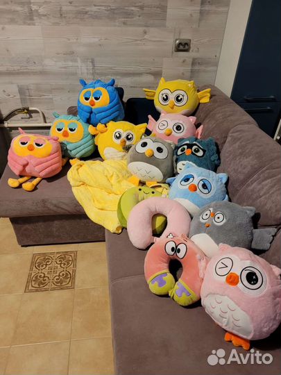 Совушка с пледом, сова, подушка для шеи