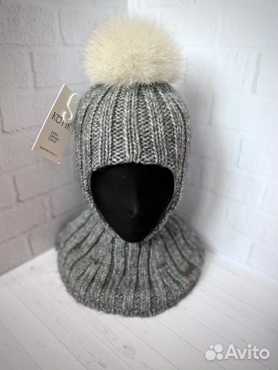 Новый зимний шлем шапка с натуральным помпоном