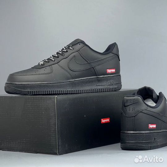 Кроссовки Nike Air Force 1 Черные Supreme