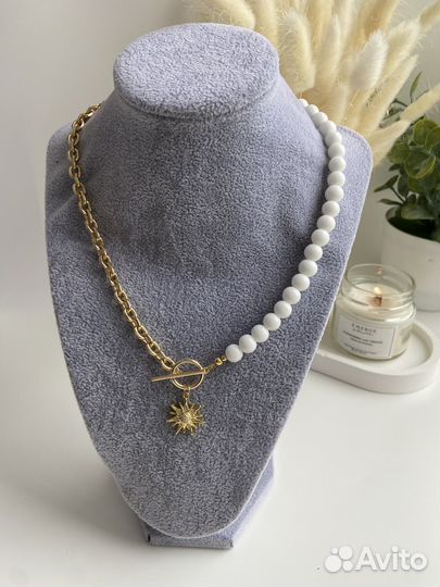 Колье из натуральных камней агат