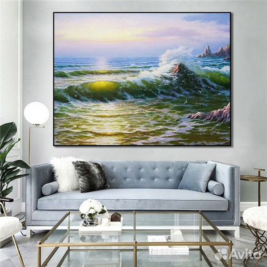 Картина маслом на холсте Море пейзаж Волны