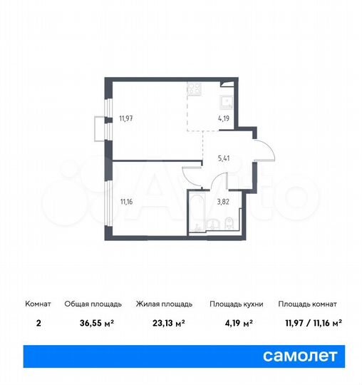 2-к. квартира, 36,6 м², 10/14 эт.