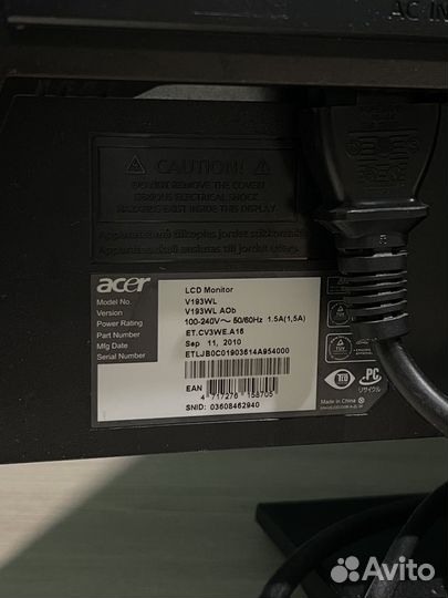 Монитор acer v193wl