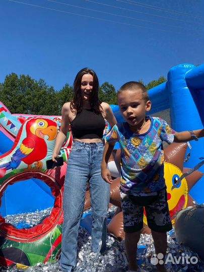 Надувной батут с горкой в аренду