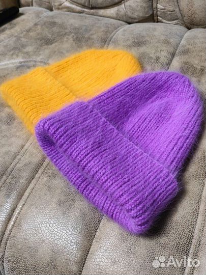 Шапка из пуха норки очень тёплая вязаная