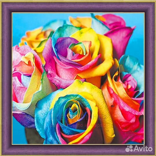 Алмазная мозаика 30x30 Букет разноцветных