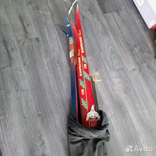 Лыжи беговые с ботинками и палками