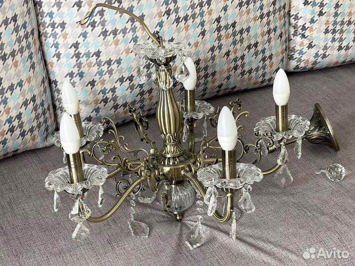 Люстра с хрусталем Eurosvet 3281/5 античная бронза