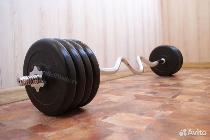 Штанга MB Россия 46.3 кг (Ez-гриф + блины 8x5 кг)