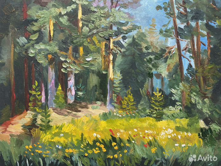 Картина маслом сосны. Пейзаж