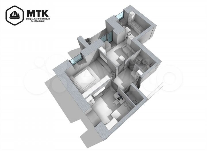 2-к. квартира, 54,9 м², 5/8 эт.