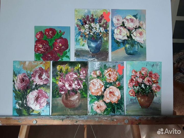 Картины маслом миниатюры цветы мастихин