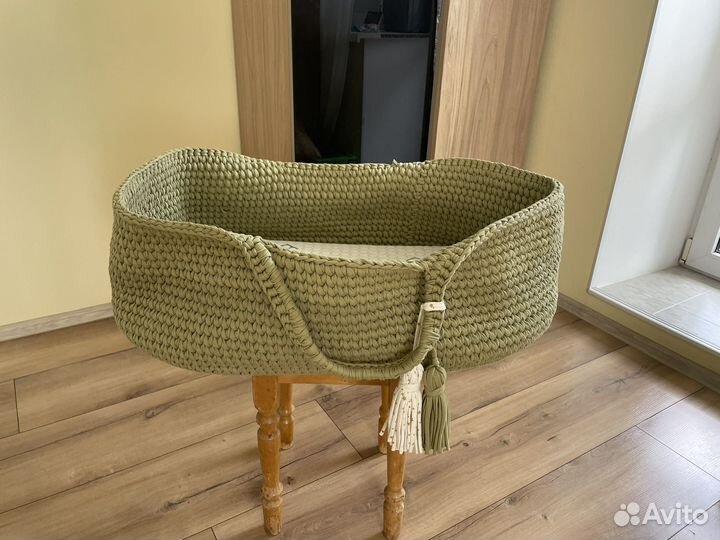 Люлька переноска вязаная с матрасом