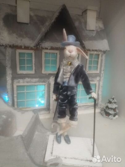 Ватная игрушка заяц