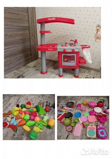 Кухня для девочек с посудой, кухня с аксессуарами