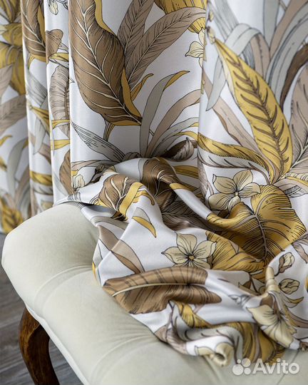 Шторы рогожка Доминик янтарь новые пошив